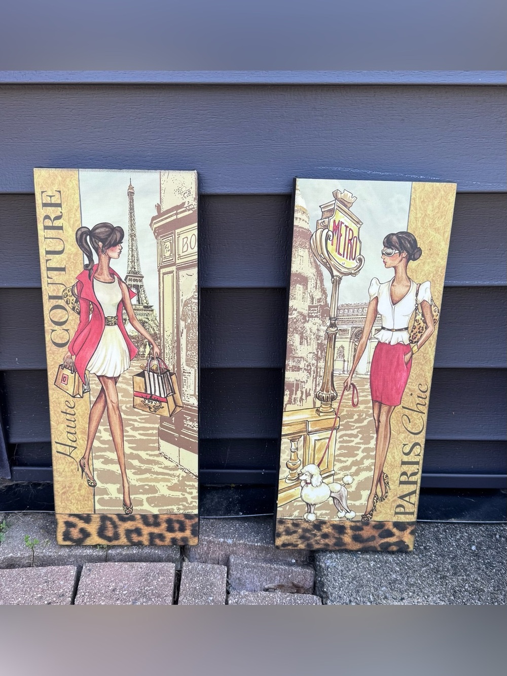 Couture Paris Chic Wall Art Set - Red Leopard & Cream Fashion canvas Prints